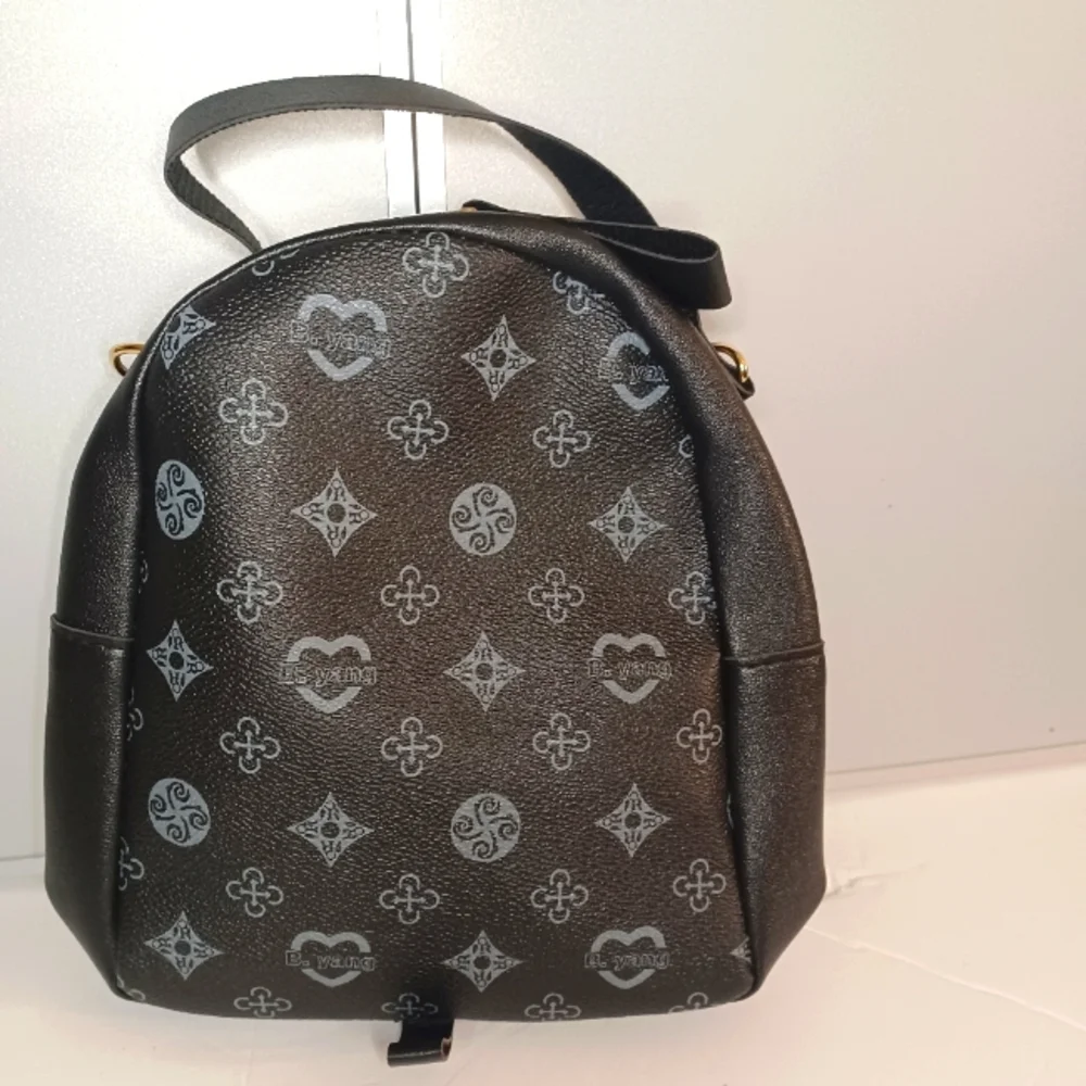 Black Faux Leather Mini Backpack Purse, Small Everyday Crossbody Bag